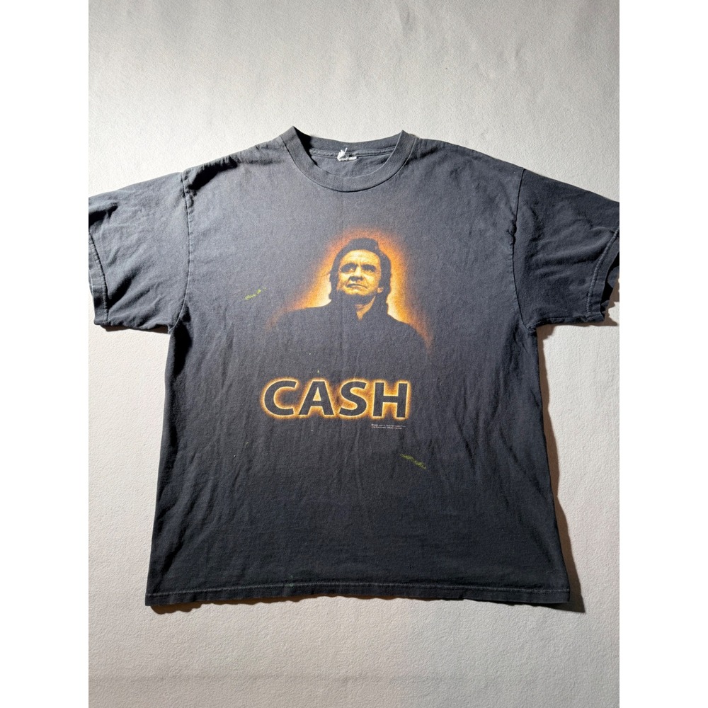 2004 Vintage Johnny Cash T-Shirt Mens L Black Graphic Zion Rootswear 00s Tee